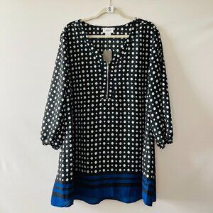 NWT Avenue Studio Womens Cobalt Black 3/4 Sleeve Polka Dot Blouse Top Size 22/24